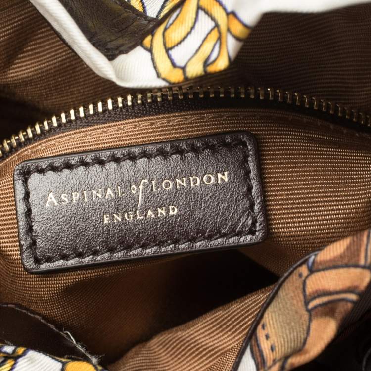 Pre Owned Aspinal of London Brown Croc Bucket Bag 