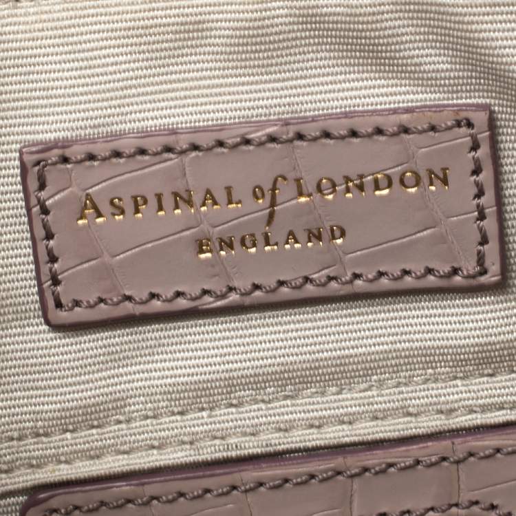 Pre Owned Aspinal of London Lilac Croc Embossed Leather Marylebone Tote