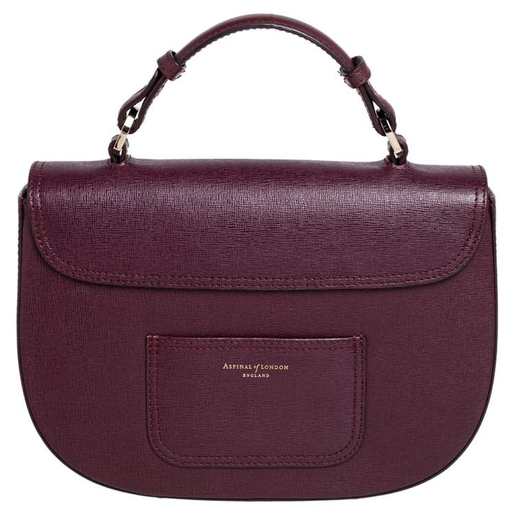 Pre Owned Aspinal Of London Burgundy Leather Letterbox Saddle Top Handle Bag