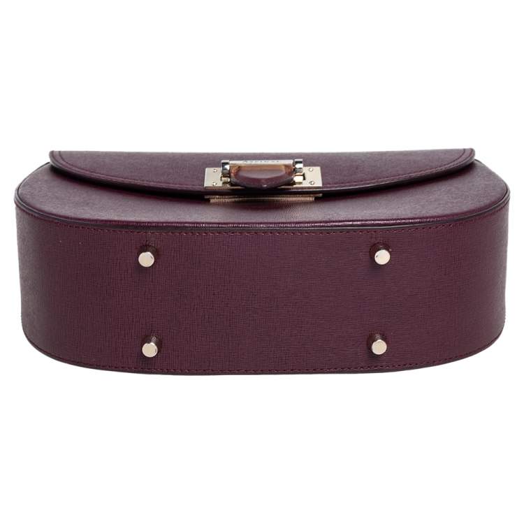 Pre Owned Aspinal Of London Burgundy Leather Letterbox Saddle Top Handle Bag