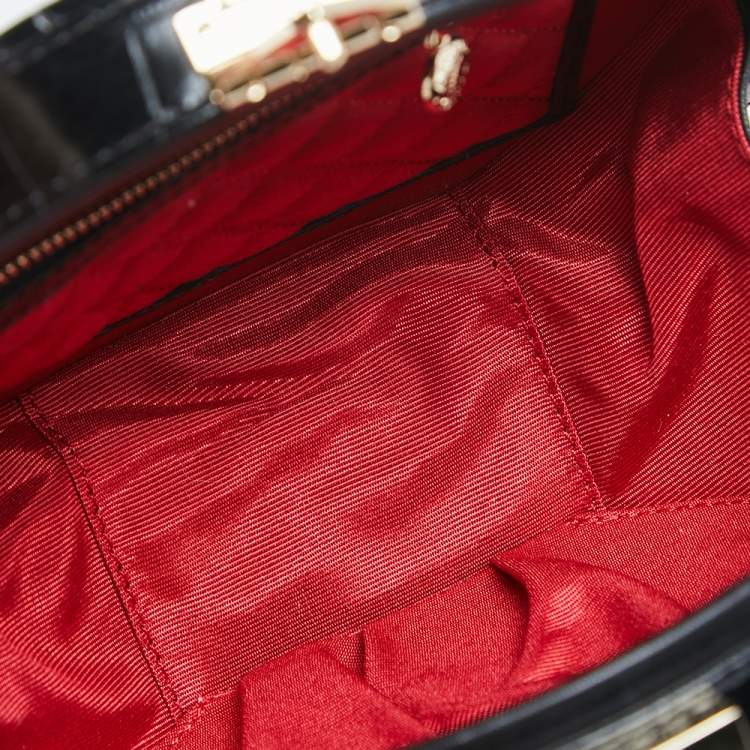 Pre Owned Aspinal Of London Black Croc Embossed Leather Hat Box Shoulder Bag