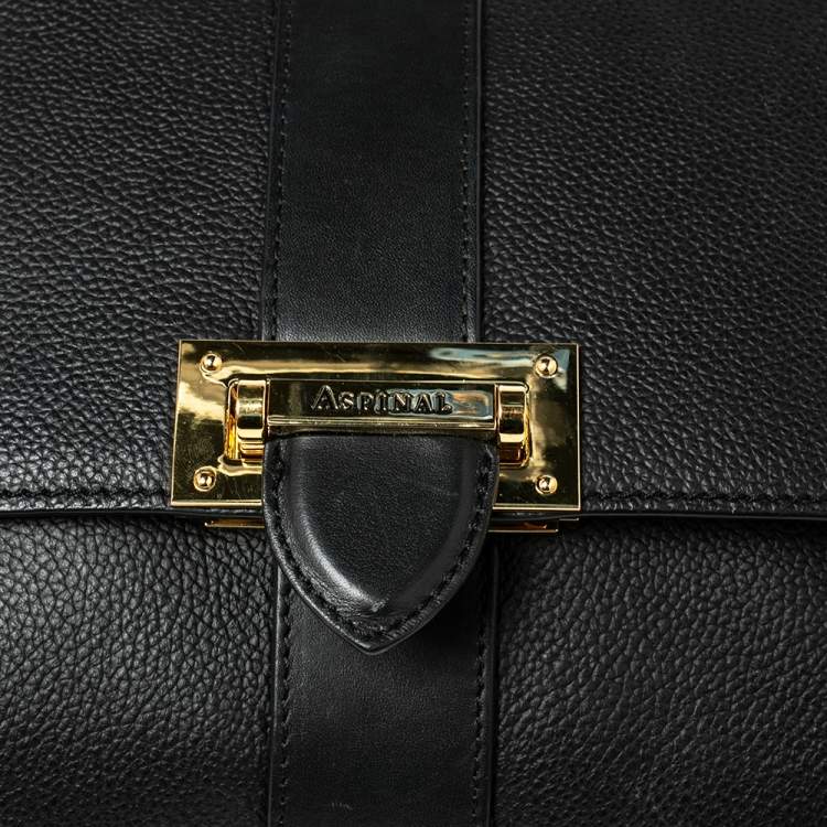 Pre Owned Aspinal Of London Black Leather Lottie Shoulder Bag