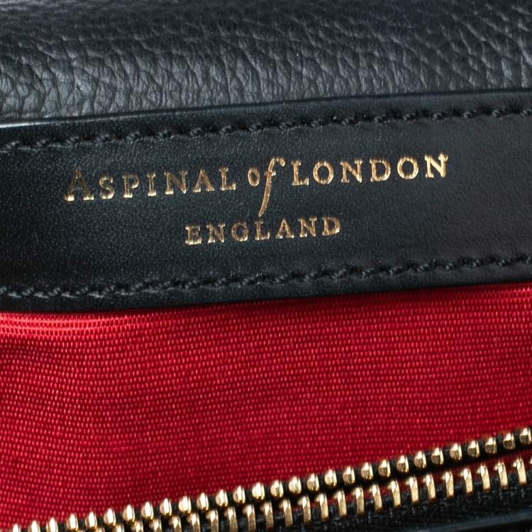 Pre Owned Aspinal Of London Black Leather Lottie Shoulder Bag
