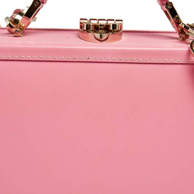 Pre Owned Aspinal Of London Pink Leather Trunk Top Handle Bag