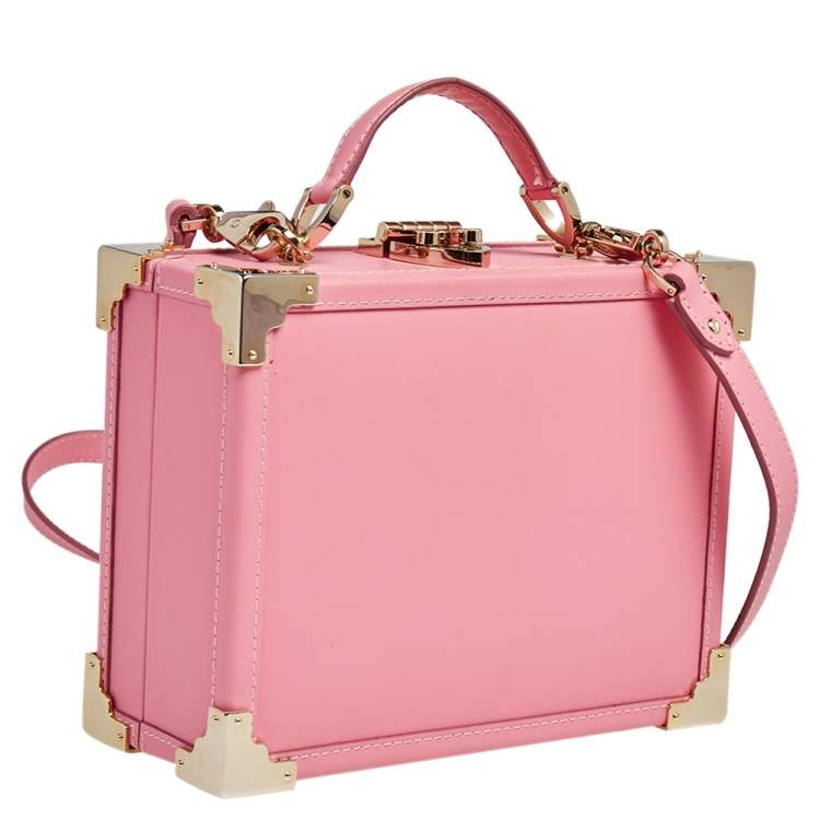 Pre Owned Aspinal Of London Pink Leather Trunk Top Handle Bag