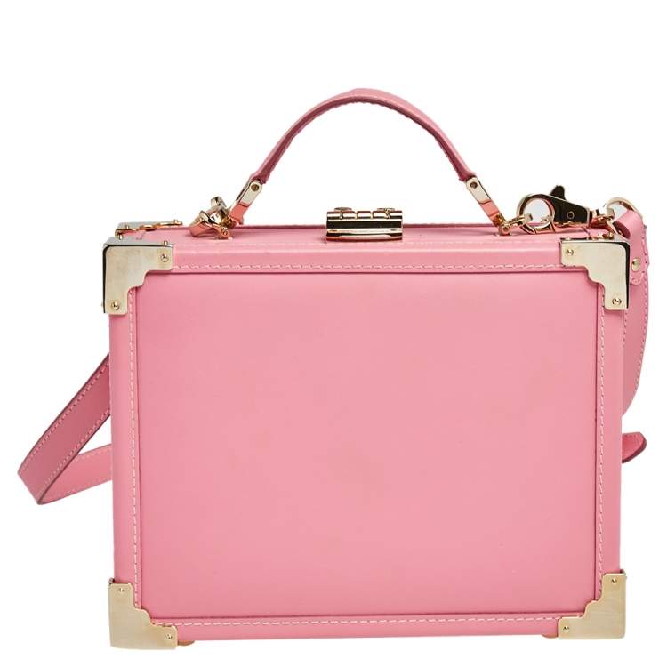 Pre Owned Aspinal Of London Pink Leather Trunk Top Handle Bag