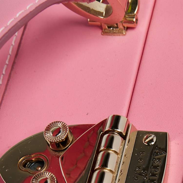 Pre Owned Aspinal Of London Pink Leather Trunk Top Handle Bag