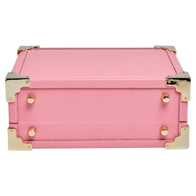 Pre Owned Aspinal Of London Pink Leather Trunk Top Handle Bag