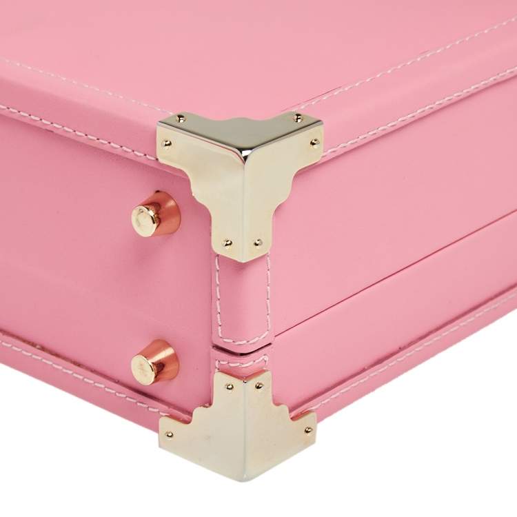 Pre Owned Aspinal Of London Pink Leather Trunk Top Handle Bag