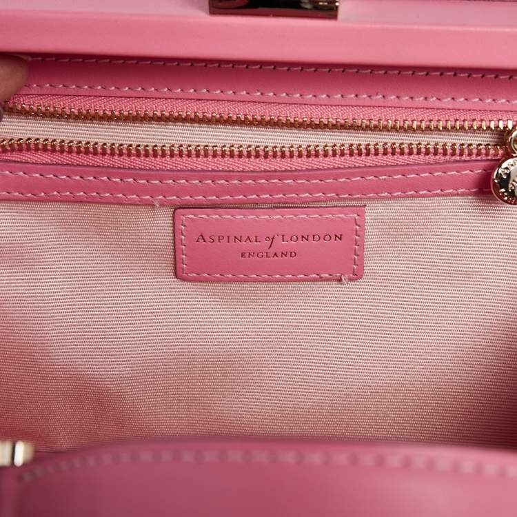 Pre Owned Aspinal Of London Pink Leather Trunk Top Handle Bag