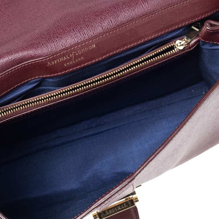 Pre Owned Aspinal Of London Burgundy Leather Lottie Shoulder Bag