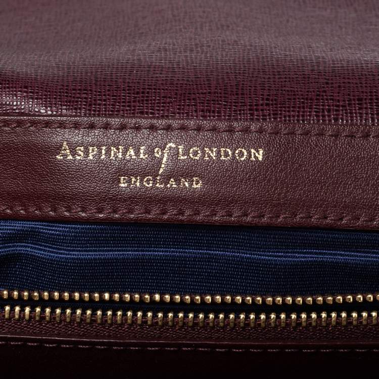Pre Owned Aspinal Of London Burgundy Leather Lottie Shoulder Bag