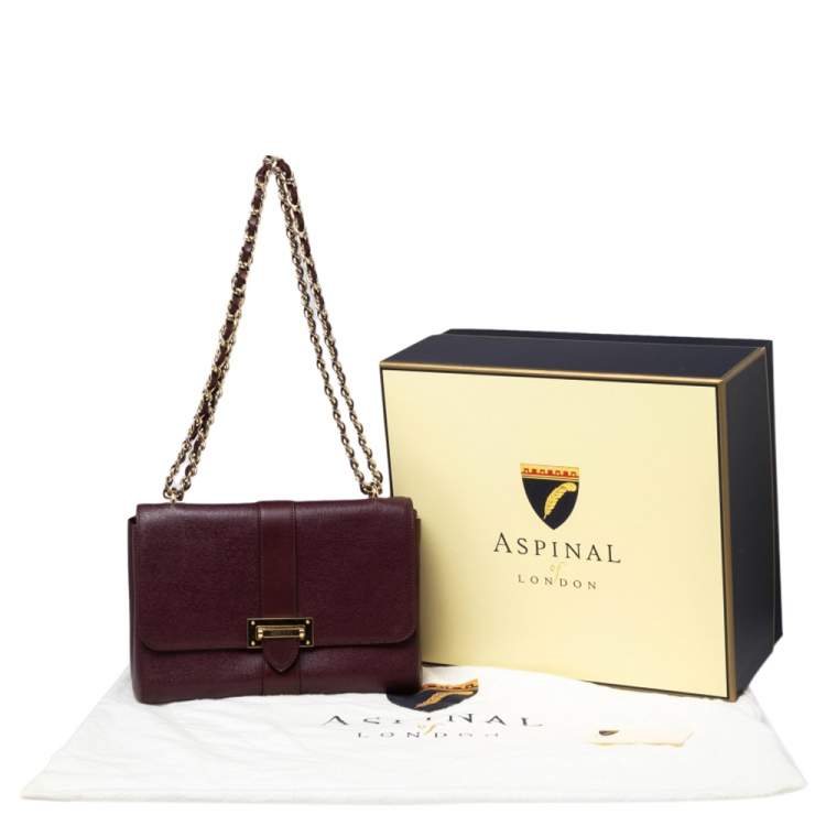 Pre Owned Aspinal Of London Burgundy Leather Lottie Shoulder Bag