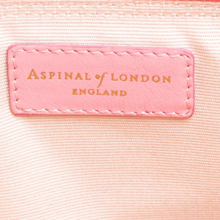 Pre Owned Aspinal Of London Pink Leather Chain Clutch