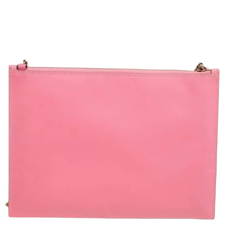 Pre Owned Aspinal Of London Pink Leather Chain Clutch