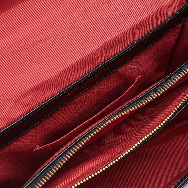 Pre Owned Aspinal Of London Black Croc Embossed Leather Mayfair Top Handle Bag