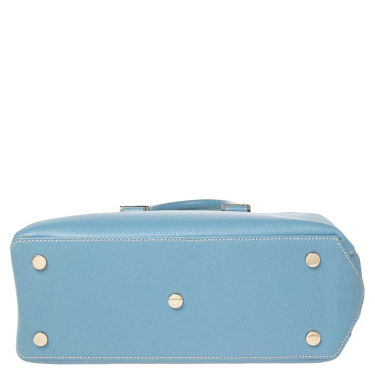 Pre Owned Aspinal Of London Light Blue Leather Madison Tote