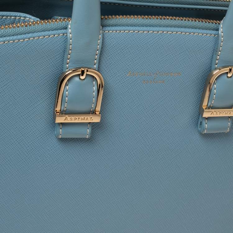 Pre Owned Aspinal Of London Light Blue Leather Madison Tote