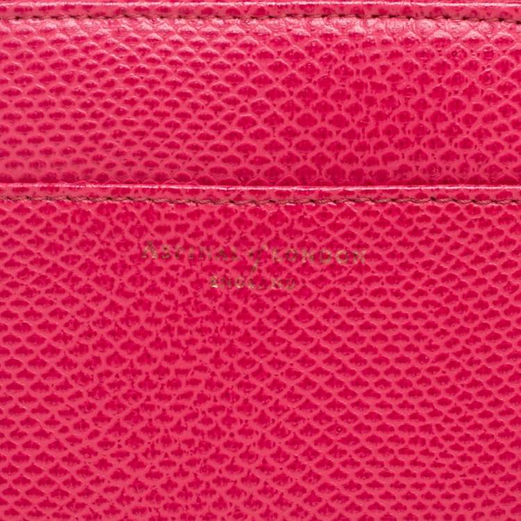 Pre Owned Aspinal of London Pink Snake Embossed Leather Zip Around Compact Wallet
