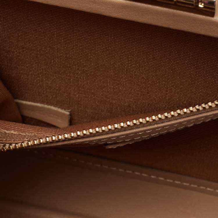 Pre Owned Aspinal of London Beige Leather Mini Trunk Top Handle Bag