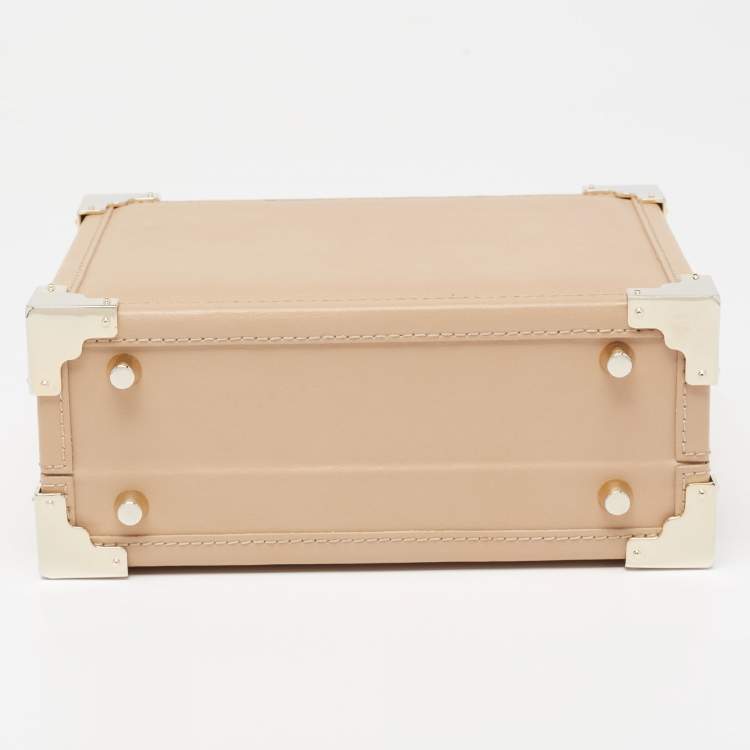 Pre Owned Aspinal of London Beige Leather Mini Trunk Top Handle Bag