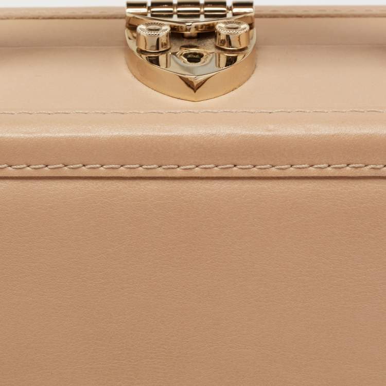 Pre Owned Aspinal of London Beige Leather Mini Trunk Top Handle Bag