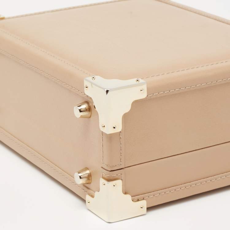 Pre Owned Aspinal of London Beige Leather Mini Trunk Top Handle Bag