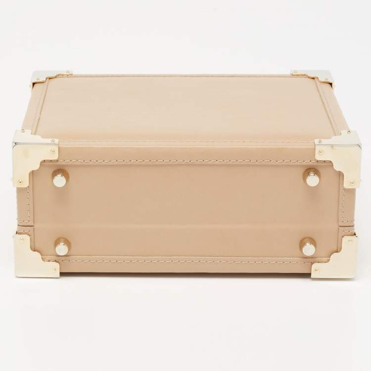 Pre Owned Aspinal of London Beige Leather Mini Trunk Top Handle Bag