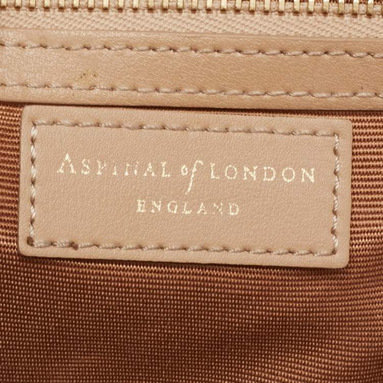 Pre Owned Aspinal of London Beige Leather Mini Trunk Top Handle Bag