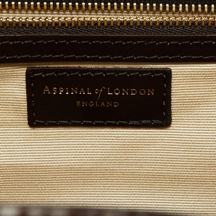 Pre Owned Aspinal of London Brown Croc Embossed Leather Mini Trunk Top Handle Bag
