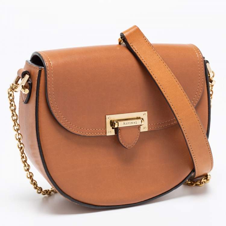Pre Owned Aspinal Of London Tan Leather Portobello Shoulder Bag
