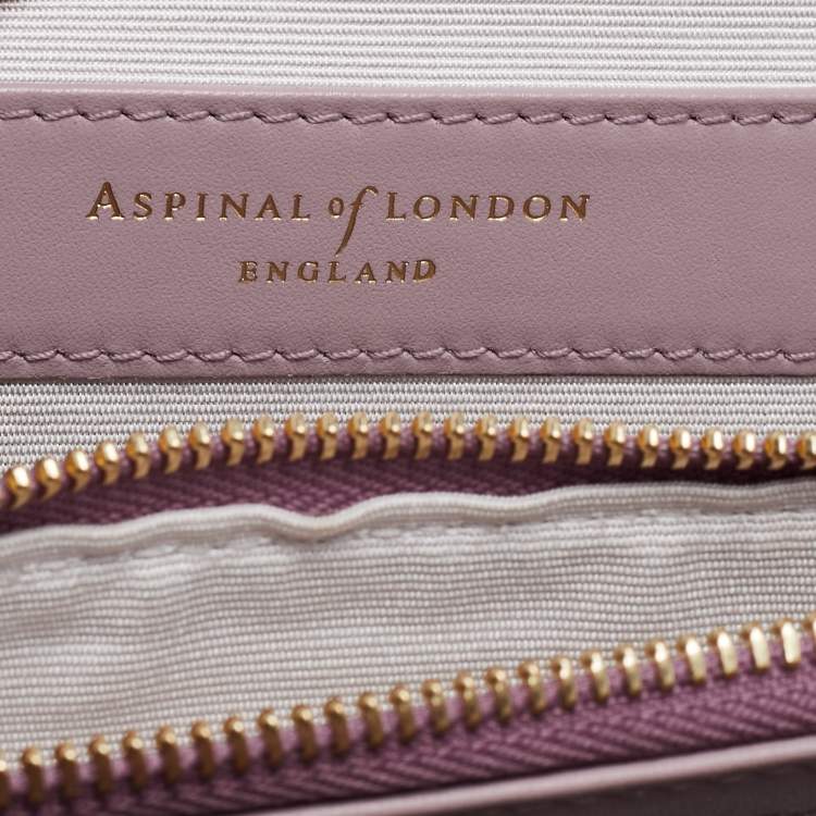 Pre Owned Aspinal Of London Purple Croc Embossed Leather Mayfair Top Handle Bag