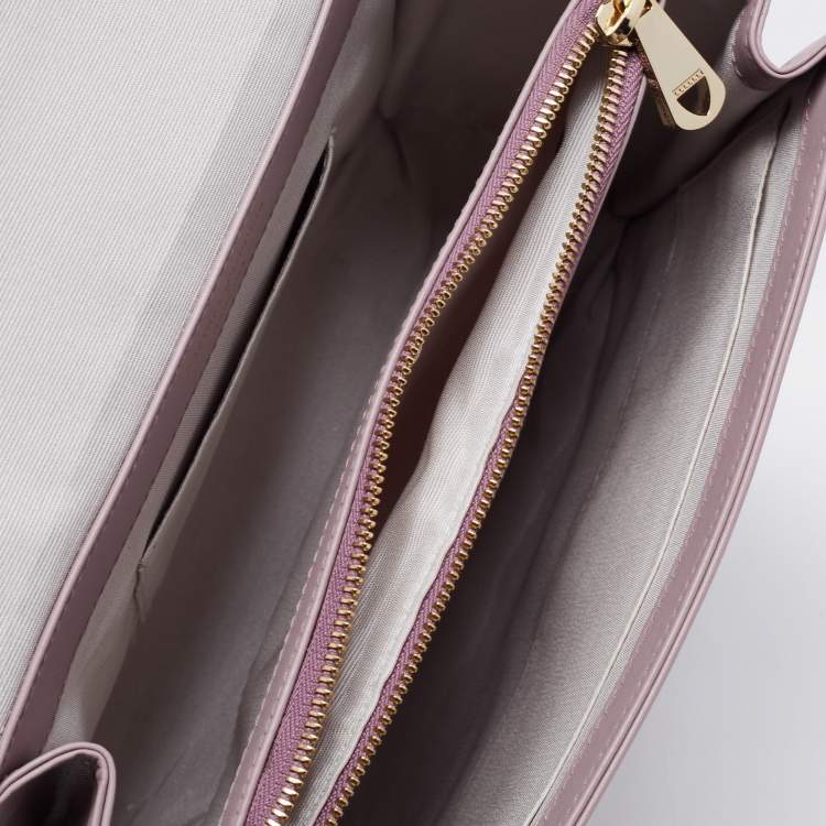 Pre Owned Aspinal Of London Purple Croc Embossed Leather Mayfair Top Handle Bag