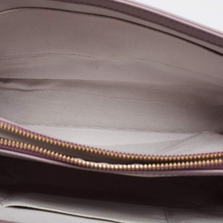 Pre Owned Aspinal Of London Purple Croc Embossed Leather Mayfair Top Handle Bag