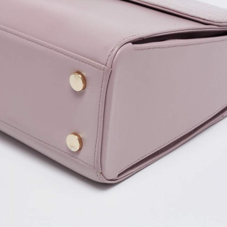 Pre Owned Aspinal Of London Purple Croc Embossed Leather Mayfair Top Handle Bag