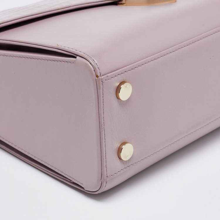 Pre Owned Aspinal Of London Purple Croc Embossed Leather Mayfair Top Handle Bag