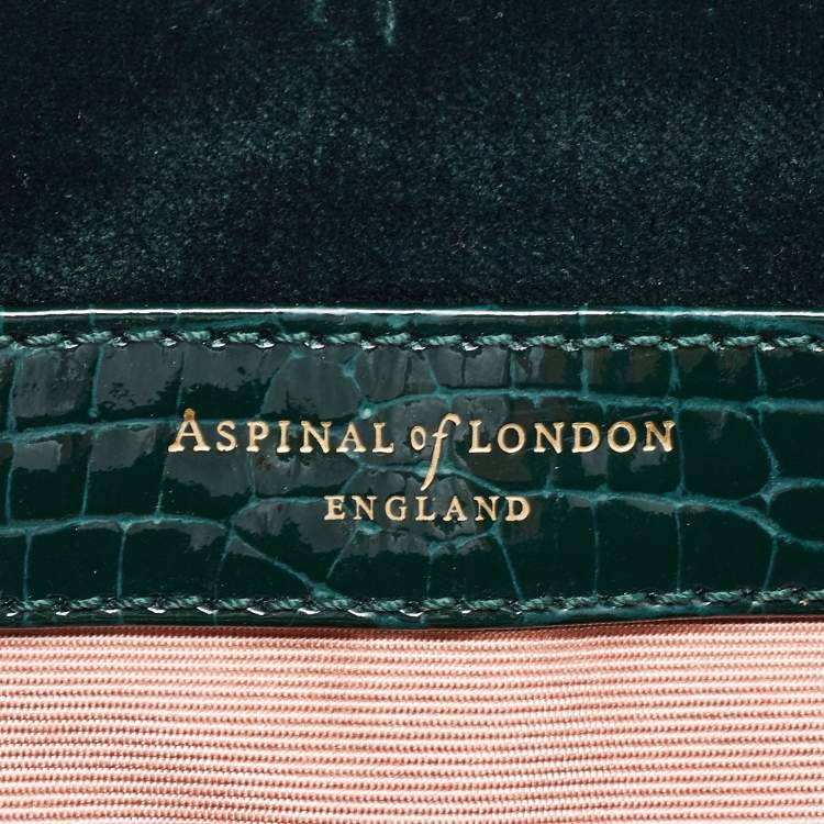 Pre Owned Aspinal Of London Green Quilted Velvet Small Lottie Shoulder Bag