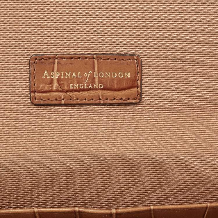 Pre Owned Aspinal Of London Brown Croc Embossed Leather Mayfair Continental Wallet 