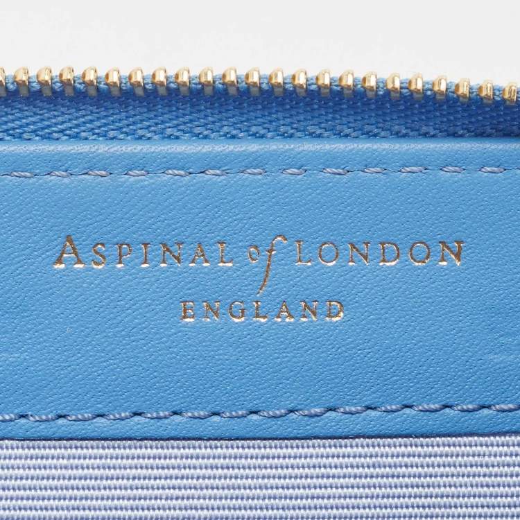 Pre Owned Aspinal Of London Light Blue Leather Zip Around Compact Wallet