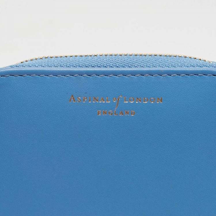 Pre Owned Aspinal Of London Light Blue Leather Zip Around Compact Wallet