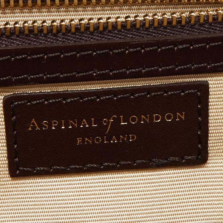 Pre Owned Aspinal Of London Brown Croc Embossed Leather Trunk Top Handle Bag