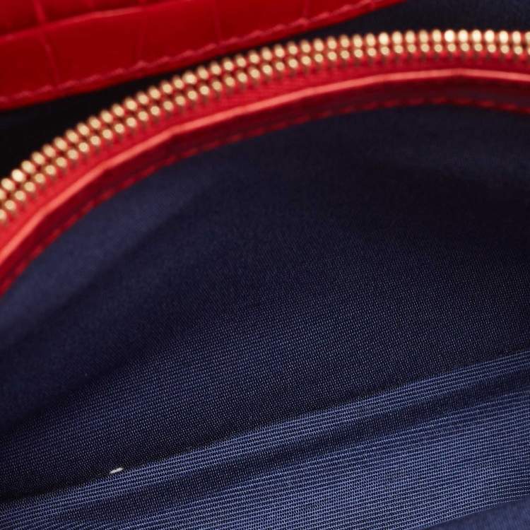 Pre Owned Aspinal of London Red Croc Embossed Leather Small Mayfair Top Handle Bag