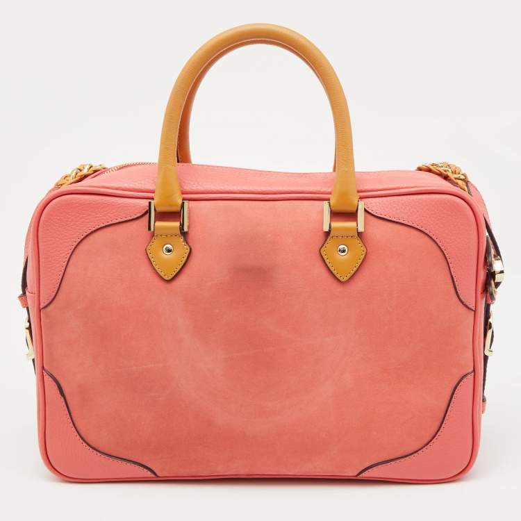 Pre Owned Aspinal Of London Tri Color Nubuck Leather Small Briefcase
