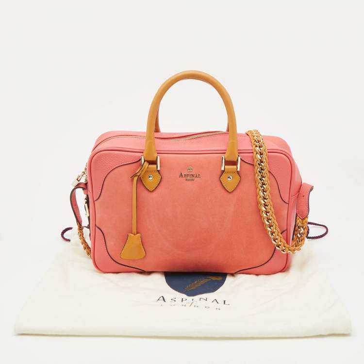 Pre Owned Aspinal Of London Tri Color Nubuck Leather Small Briefcase