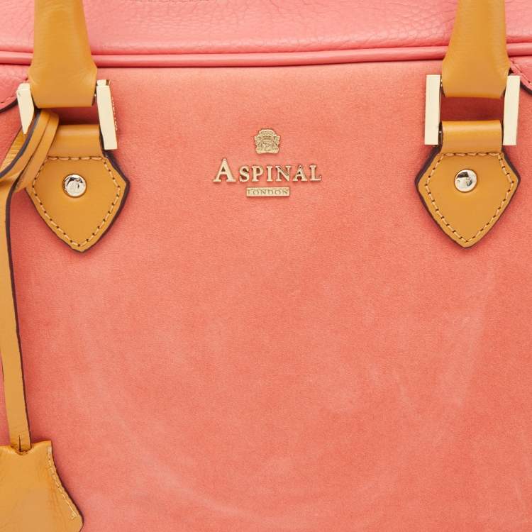 Pre Owned Aspinal Of London Tri Color Nubuck Leather Small Briefcase