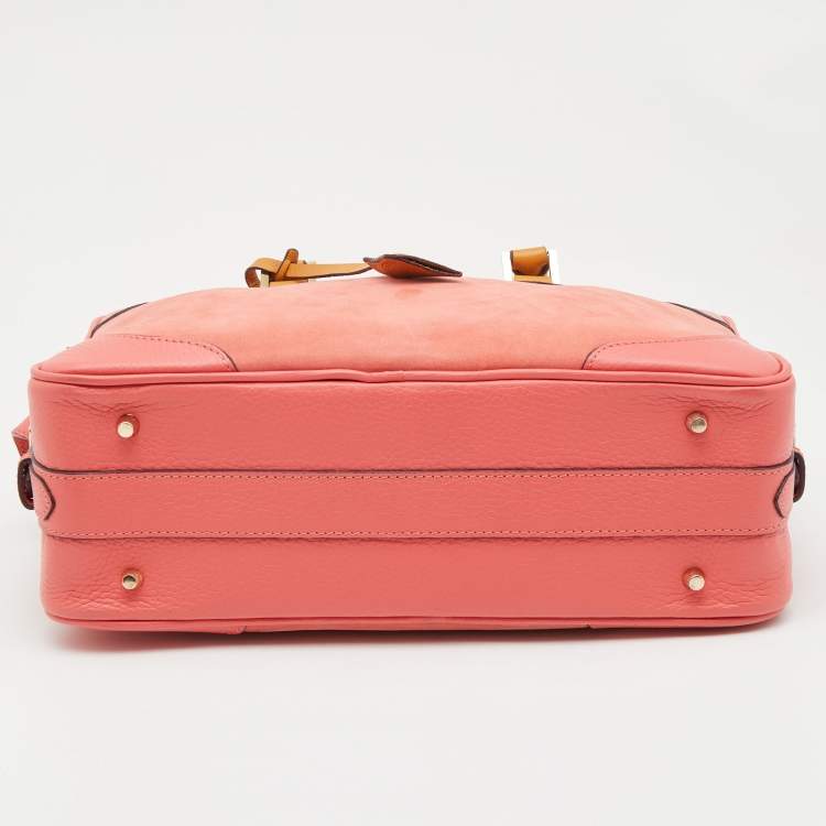 Pre Owned Aspinal Of London Tri Color Nubuck Leather Small Briefcase