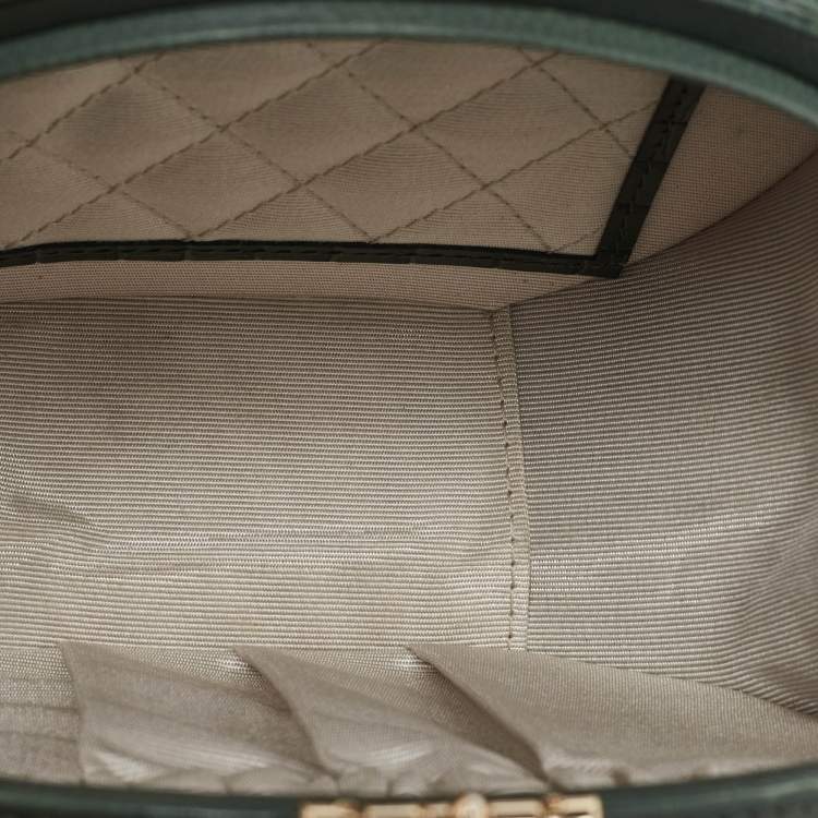 Pre Owned Aspinal Of London Green Croc Embossed Leather Hat Box Top Handle Bag
