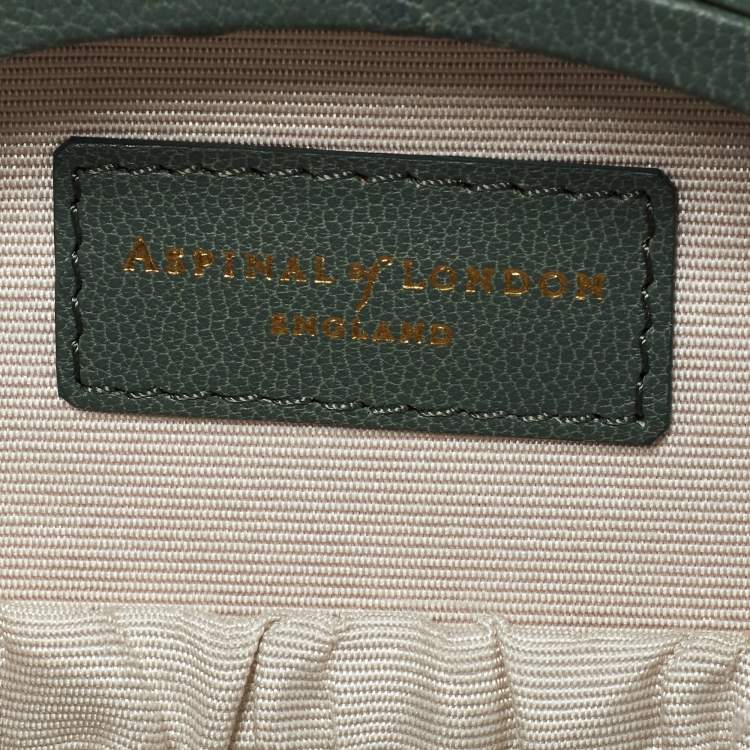 Pre Owned Aspinal Of London Green Croc Embossed Leather Hat Box Top Handle Bag