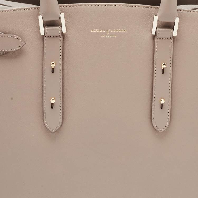 Pre Owned Aspinal Of London Beige Python Embossed and Leather Large Marylebone Tech Tote