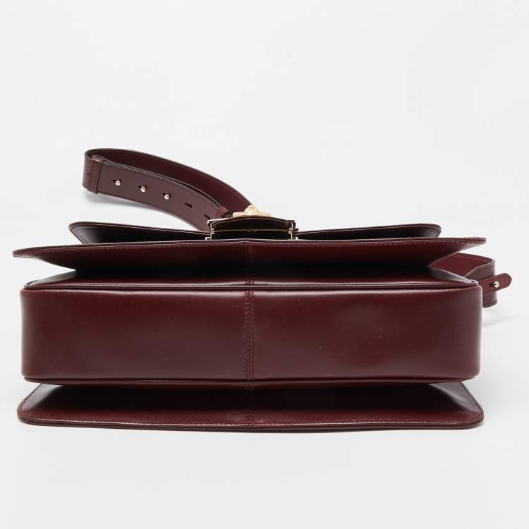 Pre Owned Aspinal Of London Burgundy Leather Lion Lansdowne Top Handle Bag